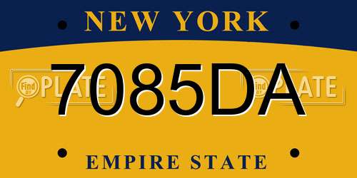 7085DA New York License Plate