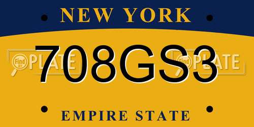 708GS3 New York License Plate