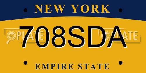 708SDA New York License Plate