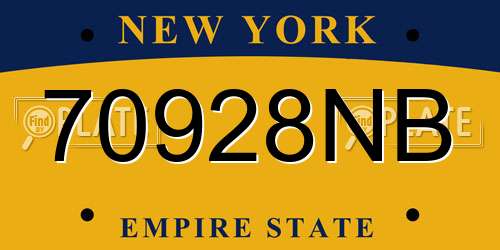 70928NB New York License Plate