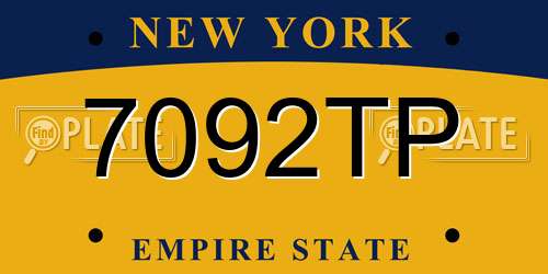 7092TP New York License Plate