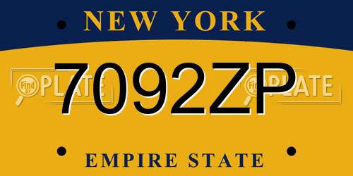 7092ZP New York License Plate