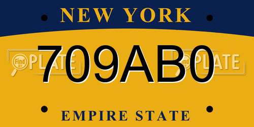 709AB0 New York License Plate