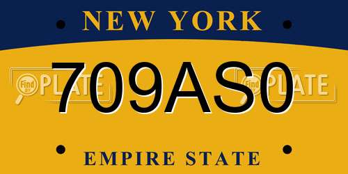 709AS0 New York License Plate