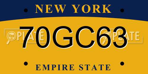 70GC63 New York License Plate