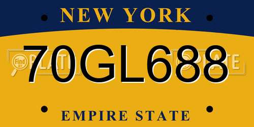 70GL688 New York License Plate