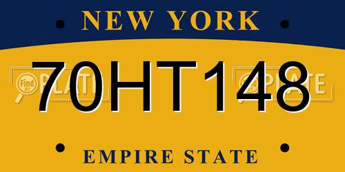 70HT148 New York License Plate