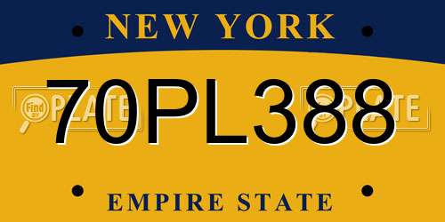 70PL388 New York License Plate