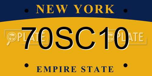 70SC10 New York License Plate