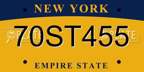 70ST455 New York License Plate