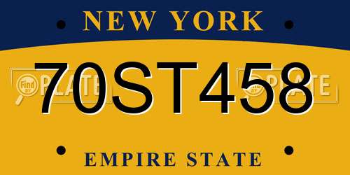 70ST458 New York License Plate
