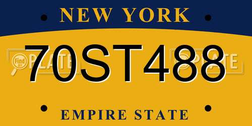 70ST488 New York License Plate