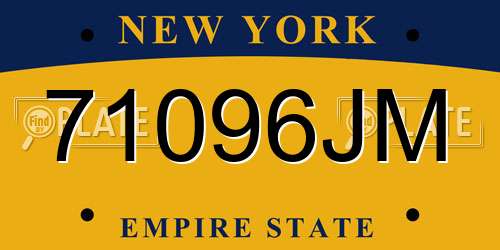 71096JM New York License Plate