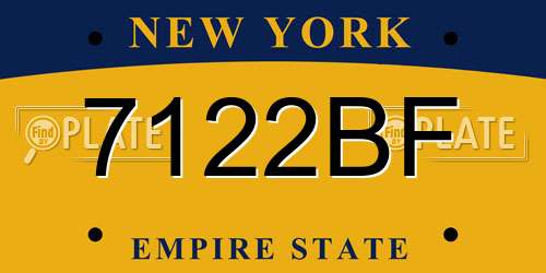 7122BF New York License Plate