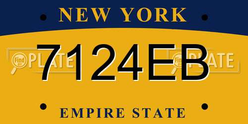 7124EB New York License Plate