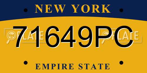 71649PC New York License Plate
