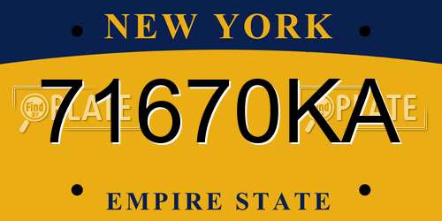 71670KA New York License Plate