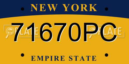 71670PC New York License Plate