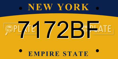 7172BF New York License Plate