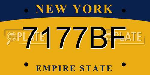 7177BF New York License Plate