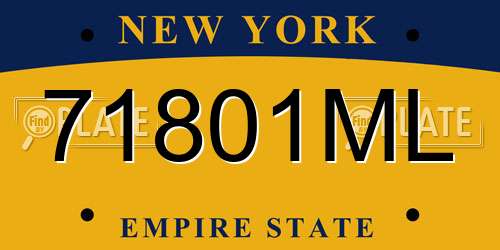 71801ML New York License Plate