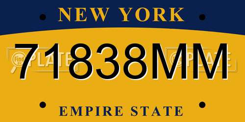 71838MM New York License Plate