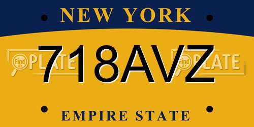 718AVZ New York License Plate