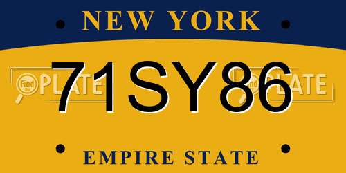 71SY86 New York License Plate
