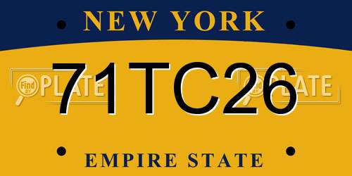 71TC26 New York License Plate