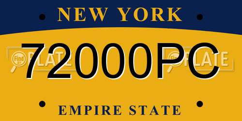 72000PC New York License Plate