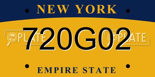 720G02 New York License Plate