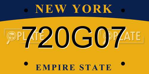 720G07 New York License Plate