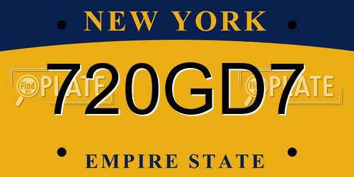 720GD7 New York License Plate