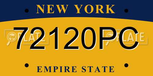 72120PC New York License Plate