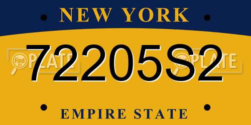 72205S2 New York License Plate