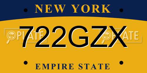 722GZX New York License Plate