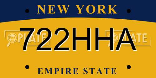 722HHA New York License Plate