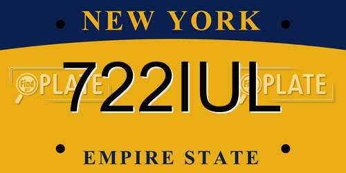 722IUL New York License Plate