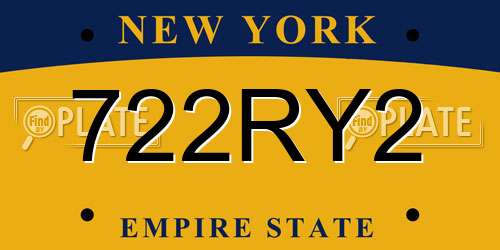 722RY2 New York License Plate