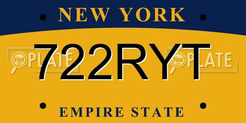 722RYT New York License Plate