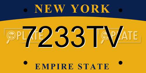 7233TV New York License Plate