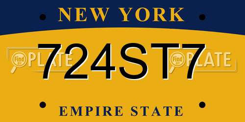 724ST7 New York License Plate