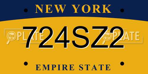 724SZ2 New York License Plate