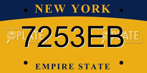 7253EB New York License Plate