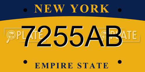 7255AB New York License Plate