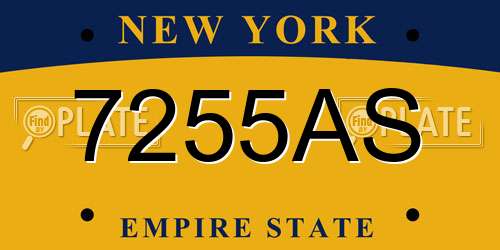 7255AS New York License Plate