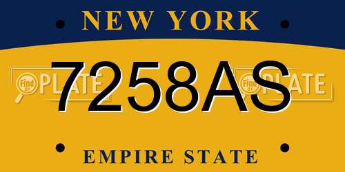 7258AS New York License Plate