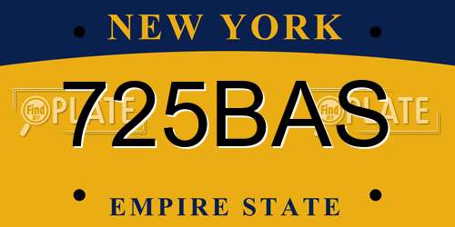 725BAS New York License Plate