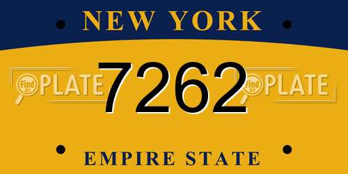 7262 New York License Plate