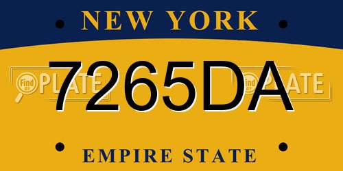 7265DA New York License Plate
